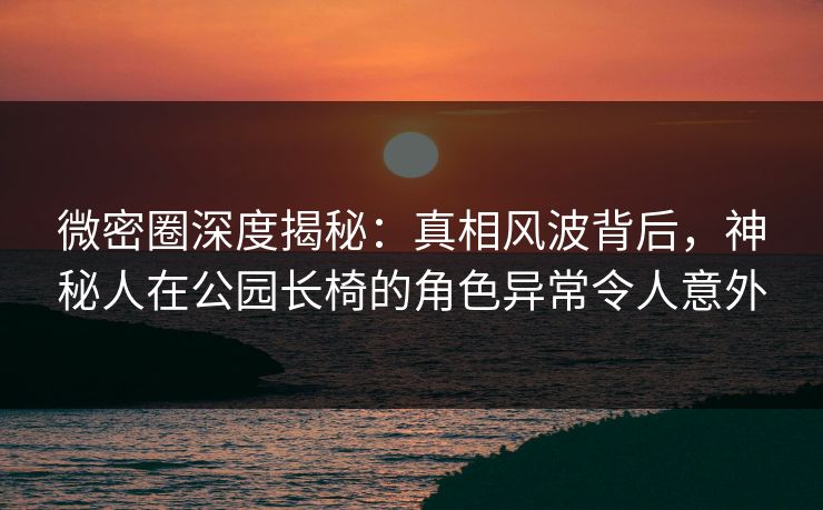 微密圈深度揭秘：真相风波背后，神秘人在公园长椅的角色异常令人意外