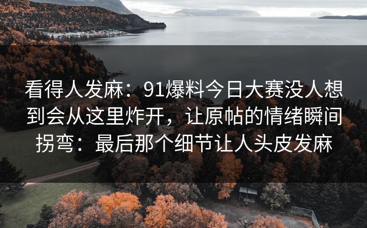 看得人发麻：91爆料今日大赛没人想到会从这里炸开，让原帖的情绪瞬间拐弯：最后那个细节让人头皮发麻